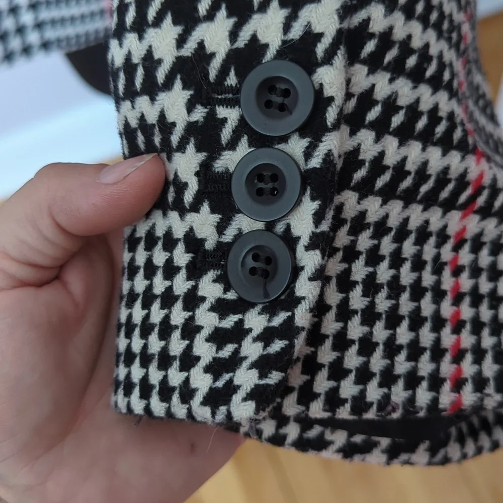 Talbots Black and White Plaid Blazer Houndstooth - Picture 4 of 10